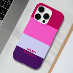 Funda iPhone 16 Pro Patrón de rayas rosadas y púrpuras en bolsa