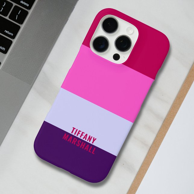 Funda iPhone 16 Pro Patrón de rayas rosadas y púrpuras en bolsa (Subido por el creador)