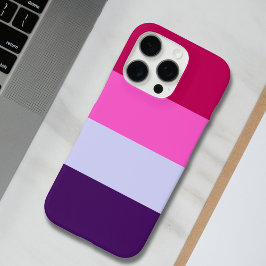 Funda iPhone 16 Pro Patrón de rayas rosadas y púrpuras en bolsa
