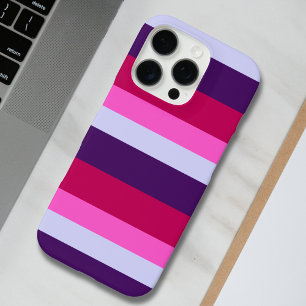 Funda iPhone 16 Pro Patrón de rayas rosadas y púrpuras en bolsa