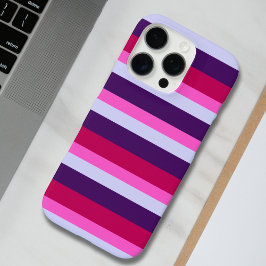 Funda iPhone 16 Pro Patrón de rayas rosadas y púrpuras en bolsa