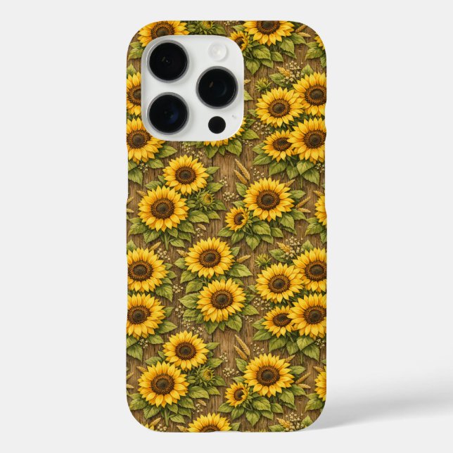 Funda iPhone 16 Pro Patrón de repetición sin fisuras de girasol brilla (Reverso )