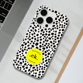 Funda iPhone 16 Pro Patrón de resumen de perro dálmata Monograma amari