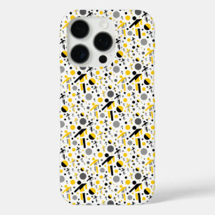 Funda iPhone 16 Pro Patrón de silueta de fútbol amarillo negro lindo