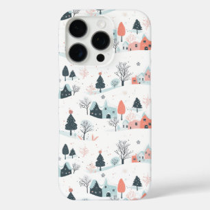Funda iPhone 16 Pro Patrón de Snowmans y Snowflakes Seamless