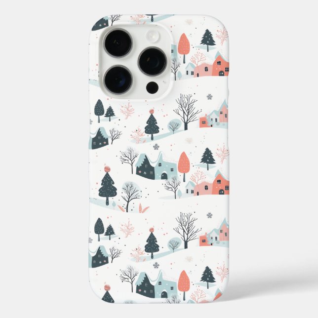 Funda iPhone 16 Pro Patrón de Snowmans y Snowflakes Seamless (Reverso )