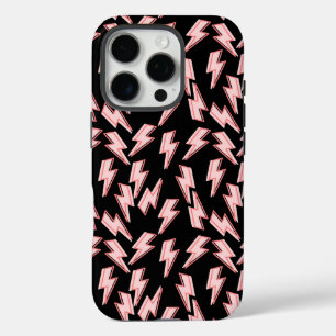Funda iPhone 16 Pro Patrón de tornillos relámpagos rosados