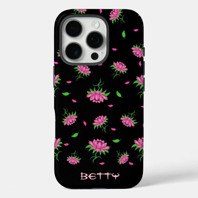 Funda iPhone 16 Pro Patrón floral (Reverso )