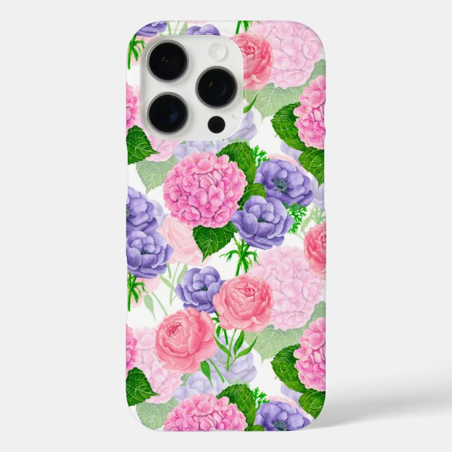 Funda iPhone 16 Pro Patrón floral de acuarela (Reverso )