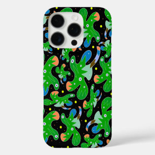 Funda iPhone 16 Pro Patrón floral de fantasía verde