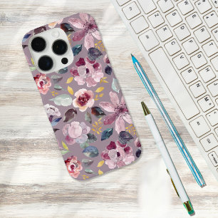 Funda iPhone 16 Pro Patrón floral de lila