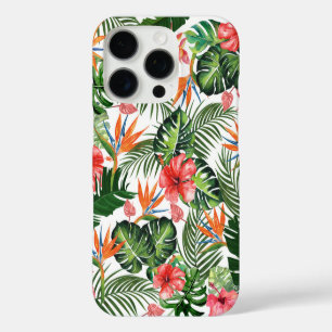 Funda iPhone 16 Pro Patrón floral de vegetación tropical acuarela