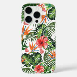 Funda iPhone 16 Pro Patrón floral de vegetación tropical acuarela