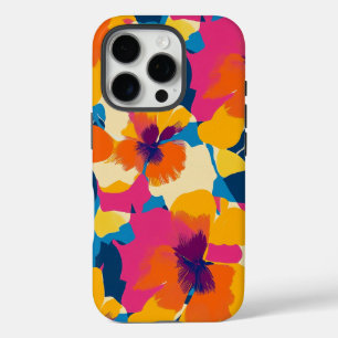 Funda iPhone 16 Pro Patrón floral moderno de verano brillante