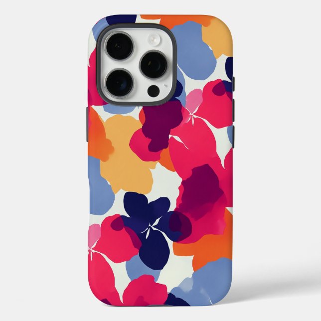 Funda iPhone 16 Pro Patrón floral negrita moderno (Reverso )
