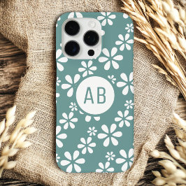 Funda iPhone 16 Pro Patrón Floral Personalizado Monograma Moderno Feme