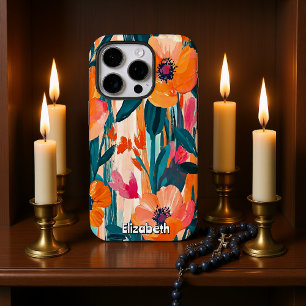 Funda iPhone 16 Pro Patrón floral vibrante