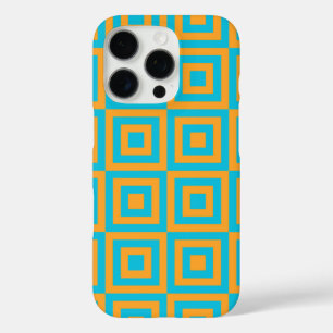 Funda iPhone 16 Pro Patrón geométrico cuadrado retro - Naranja atrevid
