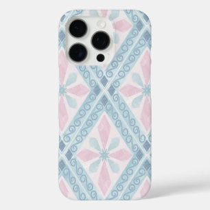 Funda iPhone 16 Pro Patrón geométrico de diamante azul