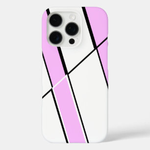 Funda iPhone 16 Pro Patrón geométrico en rosa y blanco