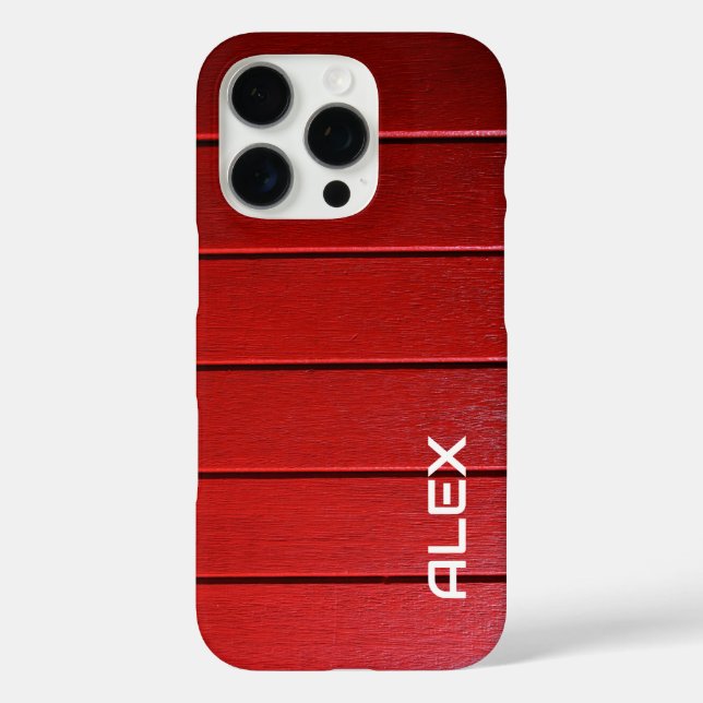 Funda iPhone 16 Pro Patrón horizontal de maderas rojas (Reverso )