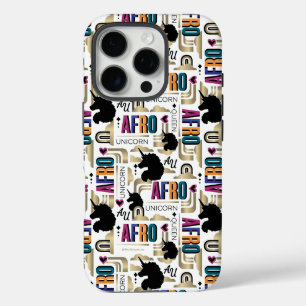 Funda iPhone 16 Pro Patrón negrita de Afro Unicornio