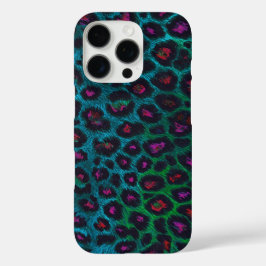 Funda iPhone 16 Pro Patrón Neon-Noir del leopardo de la nieve