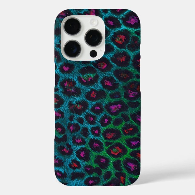 Funda iPhone 16 Pro Patrón Neon-Noir del leopardo de la nieve (Reverso )
