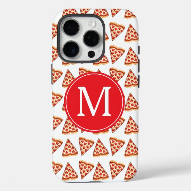 Funda iPhone 16 Pro Patrón Pizza de Iniciales Monogramadas Cutas (Reverso )