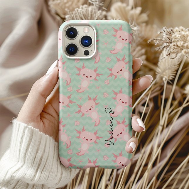 Funda iPhone 16 Pro Patrón Quirky Kawaii Axolotl (Subido por el creador)
