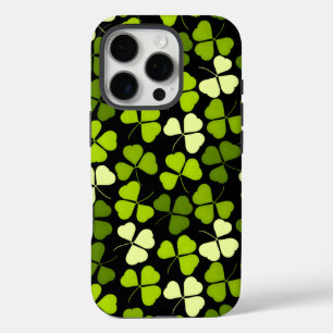 Funda iPhone 16 Pro Patrón Shamrock oscuro Verde y Negro