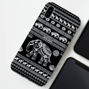 Funda iPhone 16 Pro Patrón tailandés divertido y lindo elefante blanco