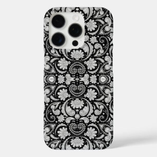 Funda iPhone 16 Pro Patrones de cachemira vintage negros blancos lindo