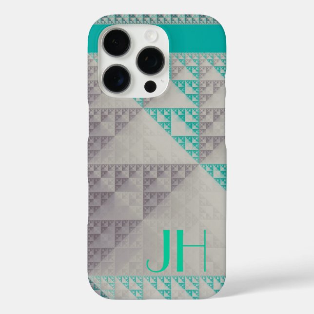 Funda iPhone 16 Pro Patrones geométricos y monograma Personalizado (Reverso )