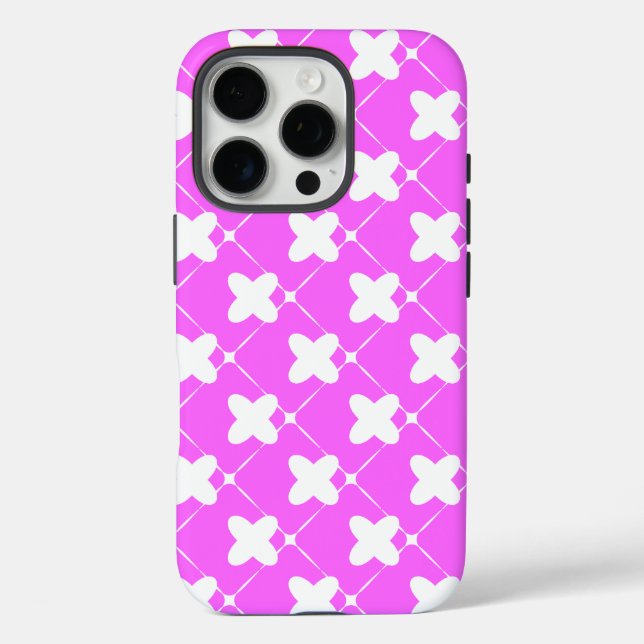 Funda iPhone 16 Pro Pattern Design in Pink and White (Reverso )