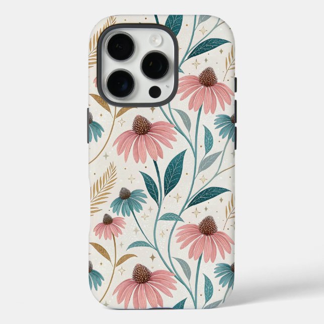 Funda iPhone 16 Pro Pattern Echineceas Glitter (Reverso )