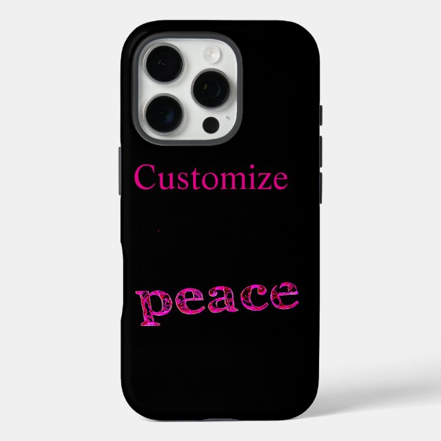 Funda iPhone 16 Pro paz rosa en negro (Reverso )