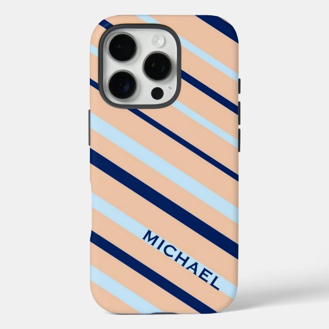 Funda iPhone 16 Pro Peach y Blue Diagonal Strional Personalizado (Reverso )