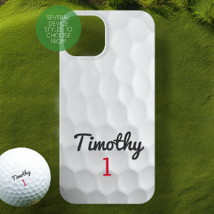 Funda iPhone 16 Pro Pelota de golf con número rojo de nombre negro