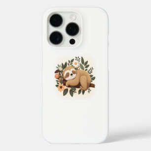 Funda iPhone 16 Pro Perezoso holgazán durmiendo en una rama caricatura