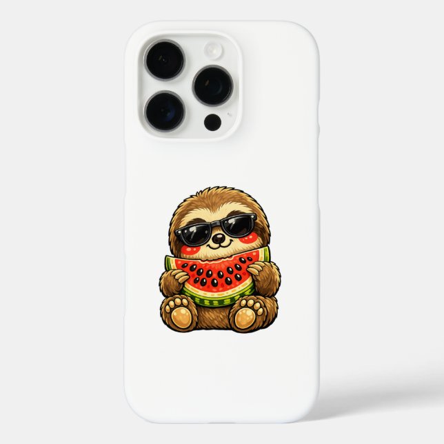Funda iPhone 16 Pro Perezoso lindo con sandía (Reverso )
