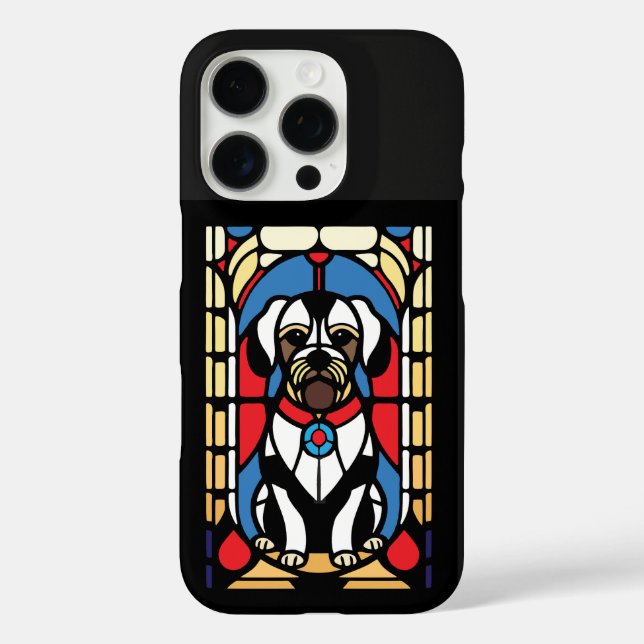 Funda iPhone 16 Pro perro de cachorro de vidrio manchado (Reverso )