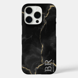 Funda iPhone 16 Pro Personalizable de mármol de Misty Night Gold Purpu