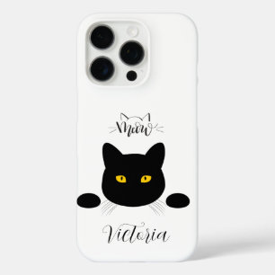 Funda iPhone 16 Pro Personalizable de ojos dorados del gato negro de M