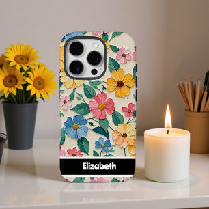 Funda iPhone 16 Pro Personalizable Impasto Flower Garden Cover