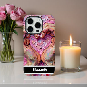 Funda iPhone 16 Pro Personalización del diseño del corazón pintado a m