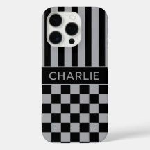 Personalizado con Cuadros y Rayas Negras y Grises