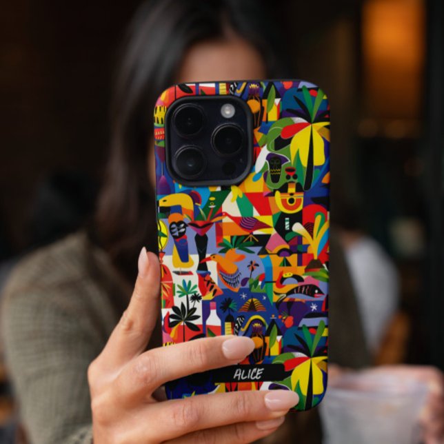 Funda iPhone 16 Pro Personalizado de dibujos animados Personalizado ar (Super fun and cute colorful art doodle pattern design with custom name phone case)