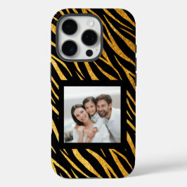 Funda iPhone 16 Pro Personalizado de moda foto Black Gold Zebra Person
