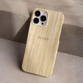 Funda iPhone 16 Pro Personalizado Rustic Beige Faux Wooden Personaliza